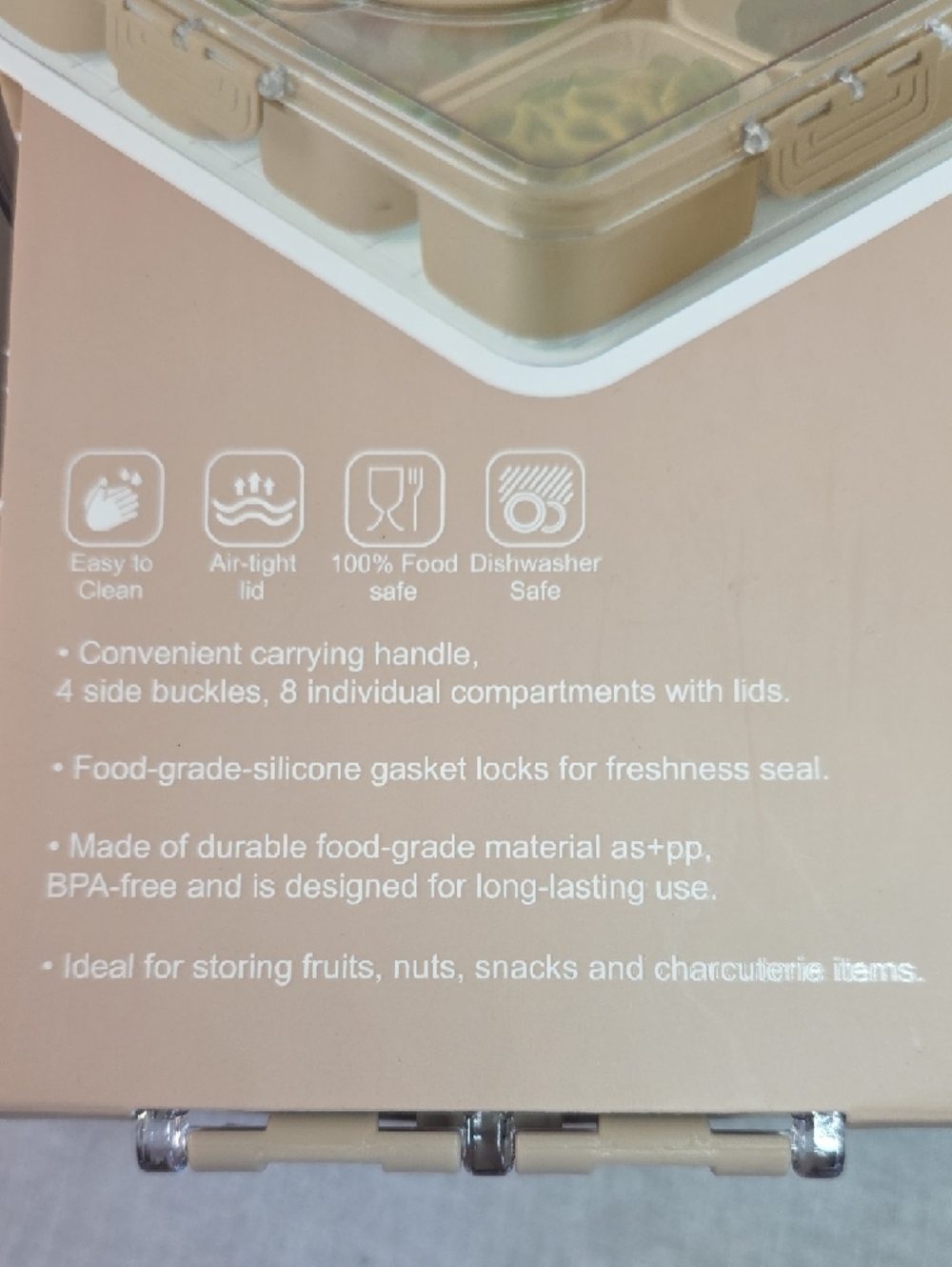 CWC Perfect On-The-Go Snack Box in Sand - 8-Compartments - Picture 6 of 7